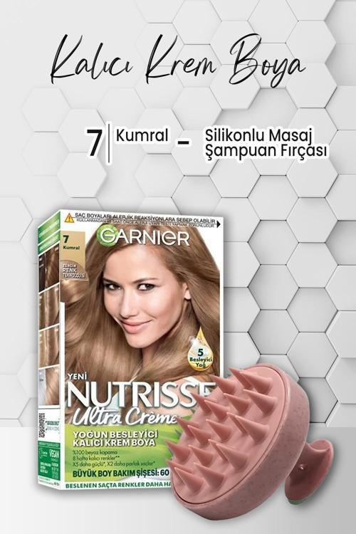 Nutrisse Besleyici Krem Saç Boyası 7 Kumral ve Şampuan Fırçası Pembe