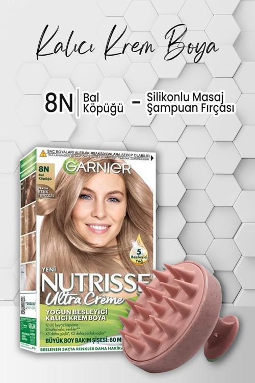 Nutrisse Besleyici Krem Saç Boyası 8N Bal Köpüğü ve Şampuan Fırçası Pembe