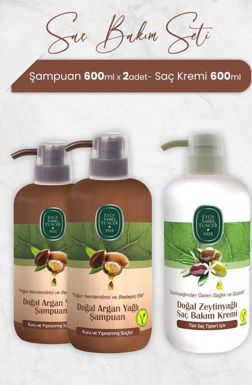Argan Yağlı Şampuan 600 ml x 2 Adet ve Saç Kremi