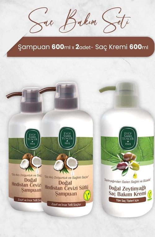Hindistan Cevizi Şampuan 600 ml x 2 Adet ve Saç Kremi