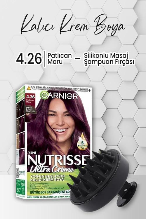 Nutrisse Krem Saç Boyası 4.26 Patlıcan Moru ve Şampuan Fırçası Siyah