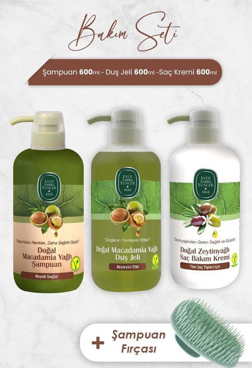 Macadamia Şampuan, Duş Jeli, Saç Kremi ve Şampuan Fırçası