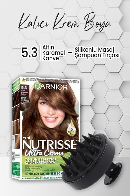 Nutrisse Krem Saç Boyası 5.3 Altın Karamel Kahve ve Şampuan Fırçası Siyah