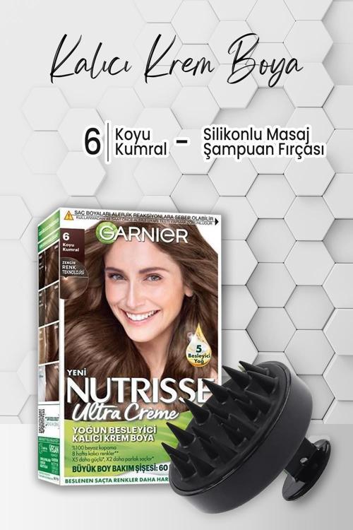 Nutrisse Krem Saç Boyası 6 Koyu Kumral ve Şampuan Fırçası Siyah
