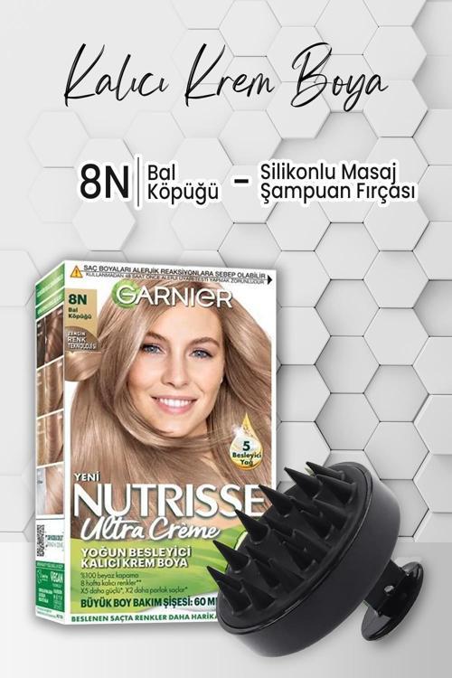 Nutrisse Krem Saç Boyası 8N Bal Köpüğü ve Şampuan Fırçası Siyah