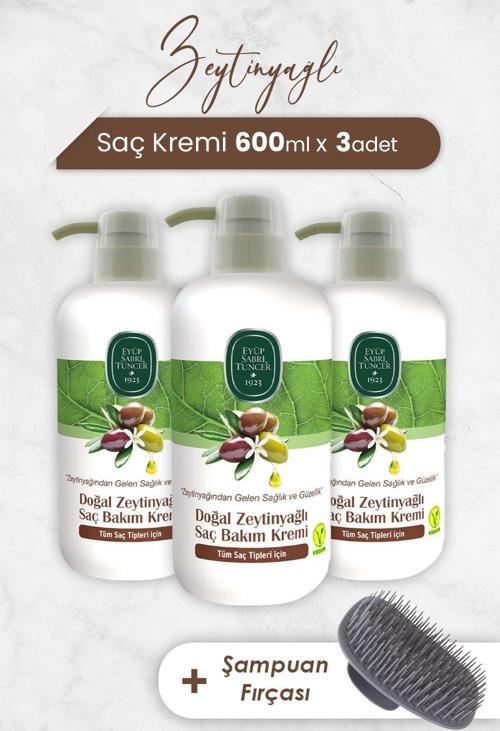 Zeytinyağlı Saç Kremi 600 ml x 3 Adet ve Şampuan Fırçası