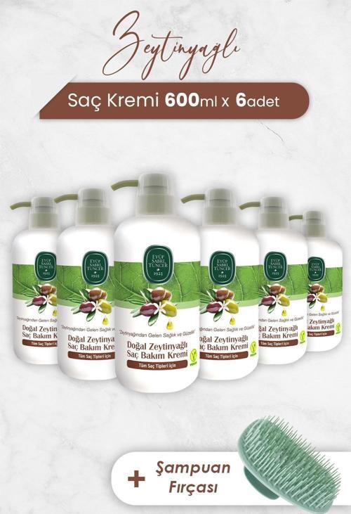 Zeytinyağlı Saç Kremi 600 ml x 6 Adet ve Şampuan Fırçası