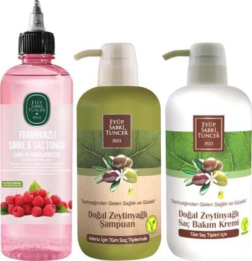 Frambuazlı Sirke & Saç Toniği 500 ml x zeytinyağlı saç krem 600 ml x zeytinyağlı şampuan 600 ml