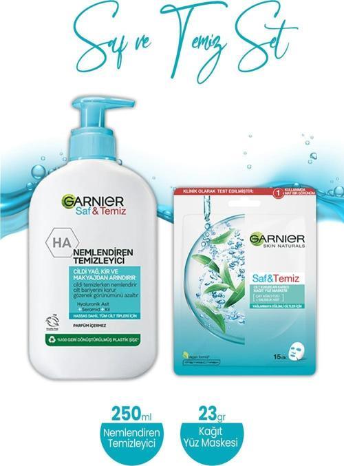 Saf & Temiz Nemlendiren Temizleyici 250 ml ve Kağıt Yüz Maskesi 23 gr