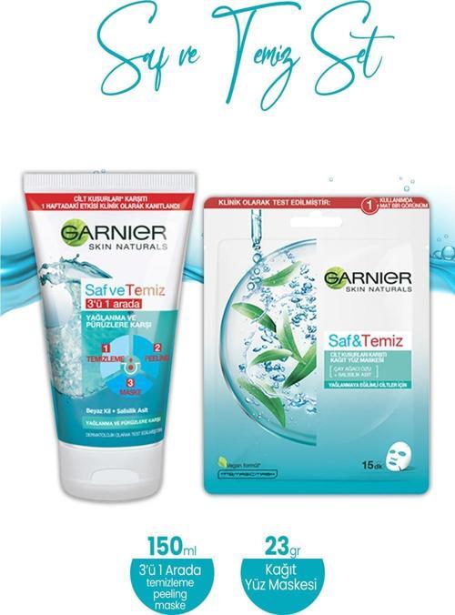 Saf & Temiz 3' ü 1 Arada 150 ml ve Kağıt Yüz Maskesi 23 gr