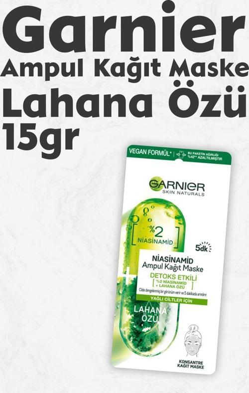Ampul Kağıt Maske Niacinamide Lahana Özü 15 gr