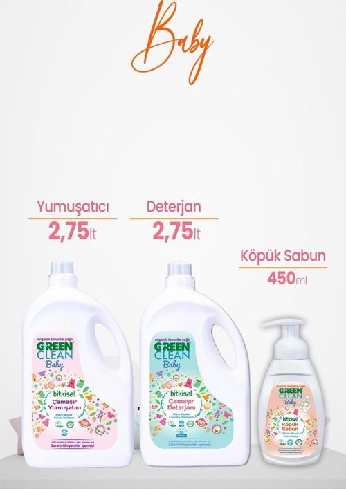 Baby Bitkisel Çamaşır Deterjanı ve Yumuşatıcı Lavanta Yağlı 2750 ml ve Köpük Sabun Portakal Yağlı 450 ml