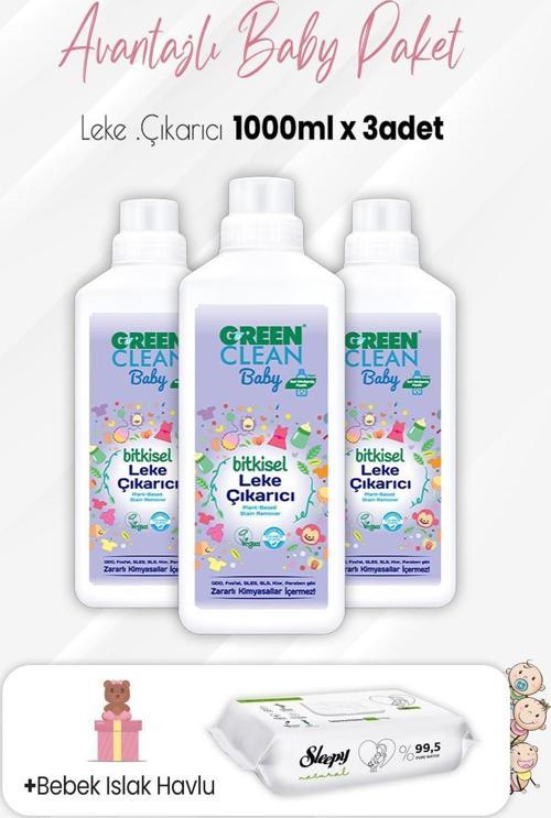 Baby Bitkisel Leke Çıkarıcı 1 lt x 3 Adet ve Natural Yenidoğan 60'lı
