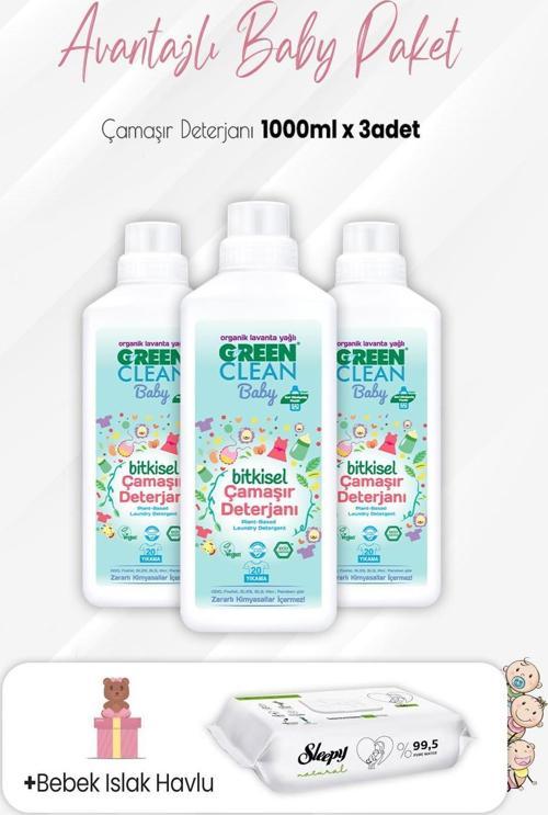 Baby Çamaşır Deterjanı 1 lt x 3 Adet ve Natural Yenidoğan 60'lı