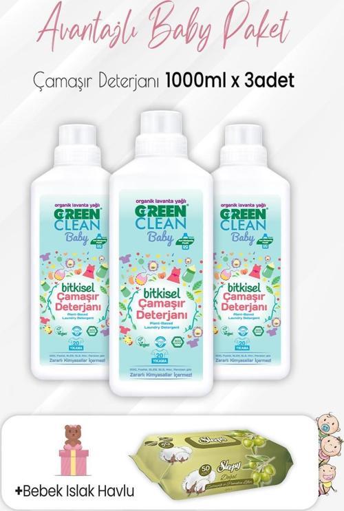 Baby Deterjan 1000 ml x 3 Adet ve Zeytinyağlı Pamuklu 50'li