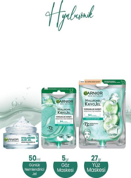 Hyaluronik Aloe Nemlendirici Jel 50 ml,Soğutucu Göz Maskesi 5 gr ve Yüz Maskesi 27 gr