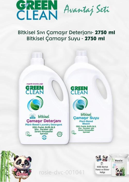Bitkisel Sıvı Çamaşır Deterjanı 2750 ml, Çamaşır Suyu  2750 ml ve ROSIE