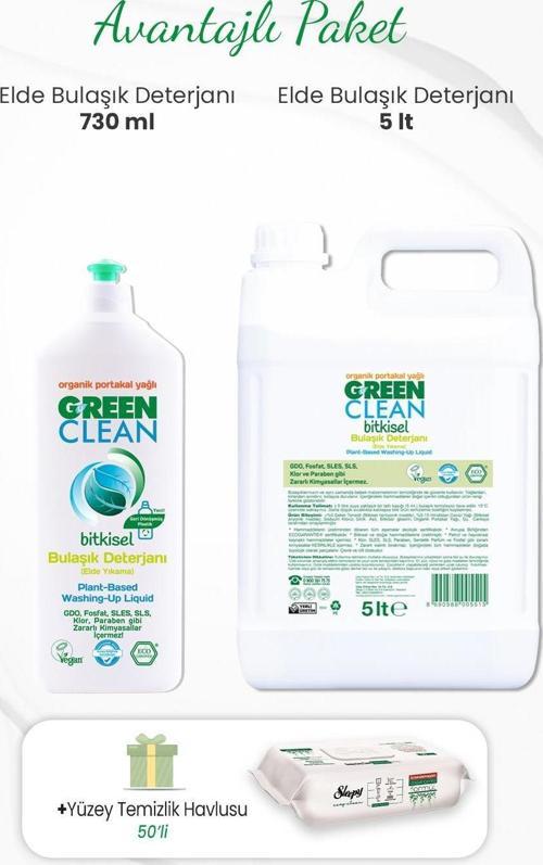 Bulaşık Deterjanı 730 ml, 5 lt ve Yüzey Temizlik Havlusu 50li