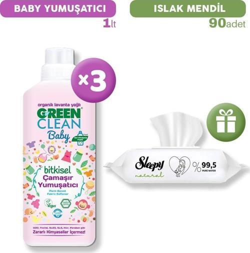 U Green Clean Baby Çamaşır Yumuşatıcı x 3, Islak Mendil Hediye