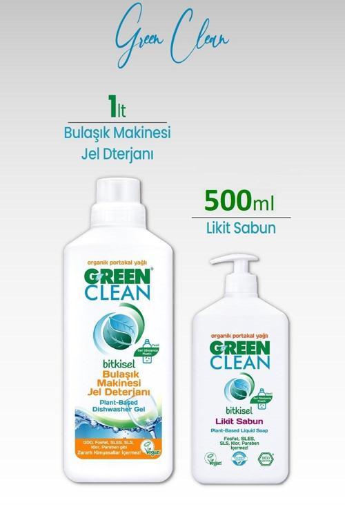 U Green Clean Bulaşık Makinesi Jel Deterjan 1 L ve Likit Sabun 500 ml