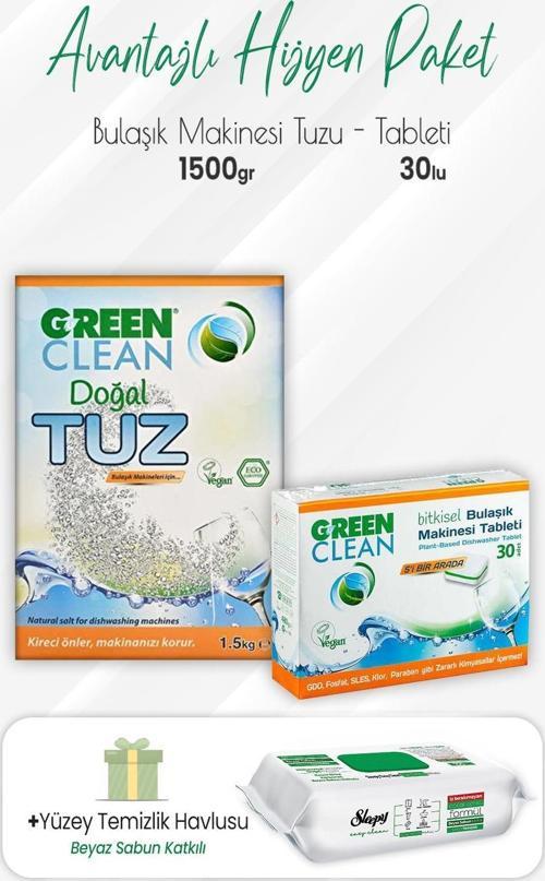 Bulaşık Makinesi Tableti 30'lu, Tuz 1.5 kg ve Easy Yüzey Temizlik 100' lü
