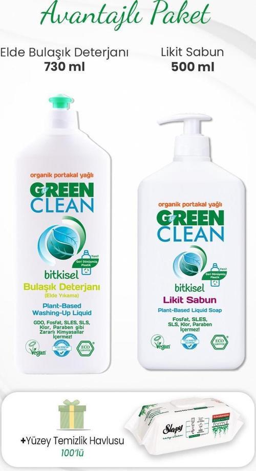 Likit Sabun 500 ml, Bulaşık Deterjanı 730 ml ve 100'lü Temizlik Havlusu