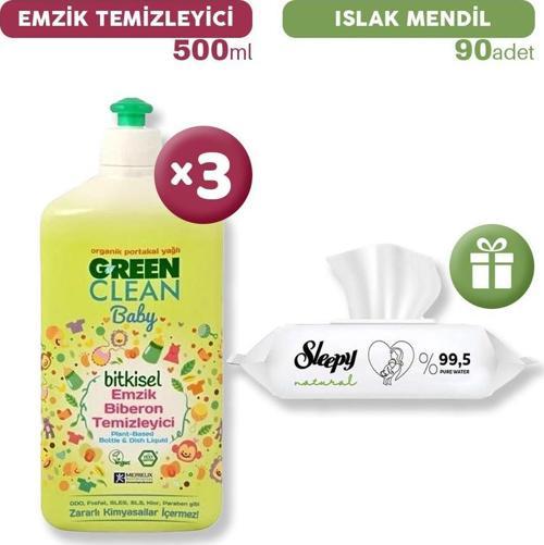 U green Clean Baby Biberon Temizleyici x 3, Islak Mendil Hediye