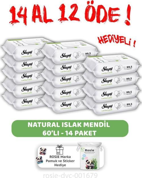 14 AL 12 ÖDE  Natural Yenidoğan Islak Bebek Havlusu 60'lı ve ROSIE