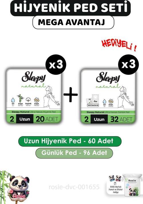Natural Hijyenik Ped Uzun 60 Adet Günlük Ped Uzun 96 Adet ve ROSIE