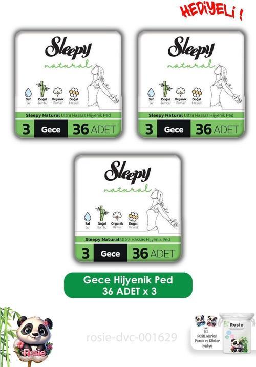Natural Ultra Hassas Hijyenik Ped Mega Fırsat Paketi Gece 108 Adet ve ROSIE