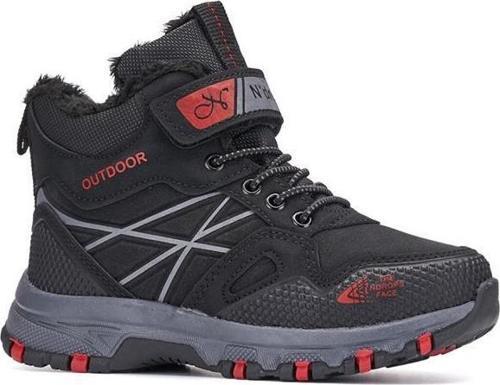 10 Outdoor Kürklü Çocuk Spor Bot Siyah Kırmızı