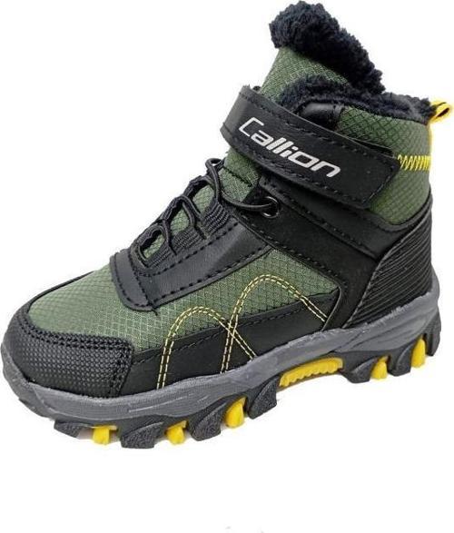 06P Deri Çocuk Sneakers Bot Haki Siyah Sarı