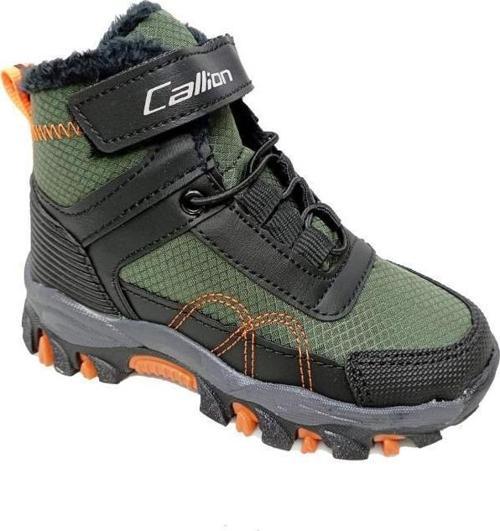 06P Deri Çocuk Sneakers Bot Haki Siyah Oranj