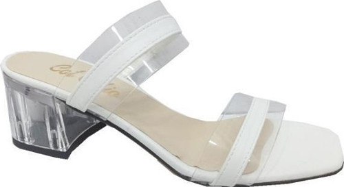 01221 Deri Şeffaf Topuk Fashion Kadın Terlik