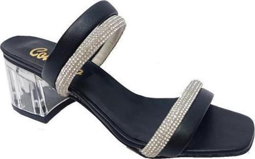 01202 Taşlı Şeffaf Topuk Fashion Kadın Terlik