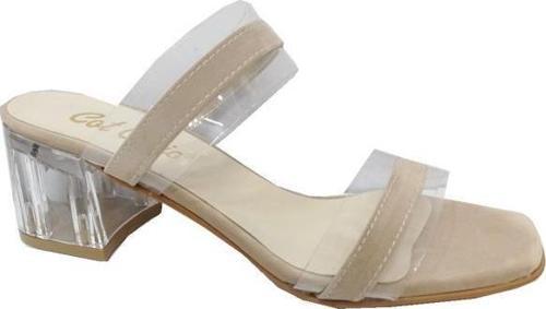 01221 Süet Şeffaf Topuk Fashion Kadın Terlik