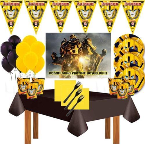 Transformers Afişli Bumblebee 16 Kişilik Doğum Günü Parti Süsleri Malzemeleri Seti Lüxtransformers1