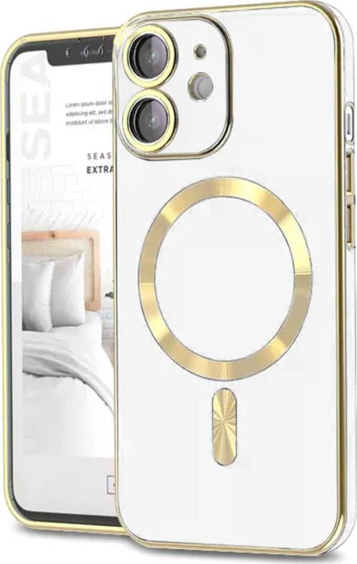 Apple iPhone 12 Mag Safe Özellikli Lens Korumalı Luxury Silikon Kılıf - Beyaz