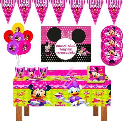 Minniemouse Afişli Doğumgünü Parti Setleri 16 Kişilik