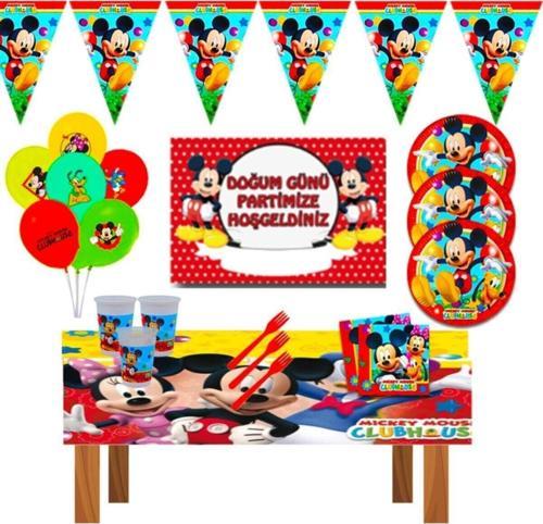 Mickeymouse Doğum Günü Parti Setleri Afişli 16 Kişilik