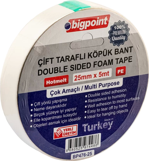 Çift Taraflı Köpük Bant 25mmx5m