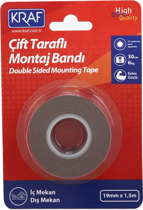 Montaj Bandı Çift Taraflı Extra Güçlü Dış Mekan 19mmx1,5m