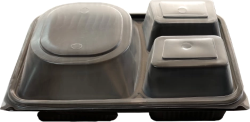 3 Bölmeli Hamburger Kabı Set - V411 ( 50 Adet )