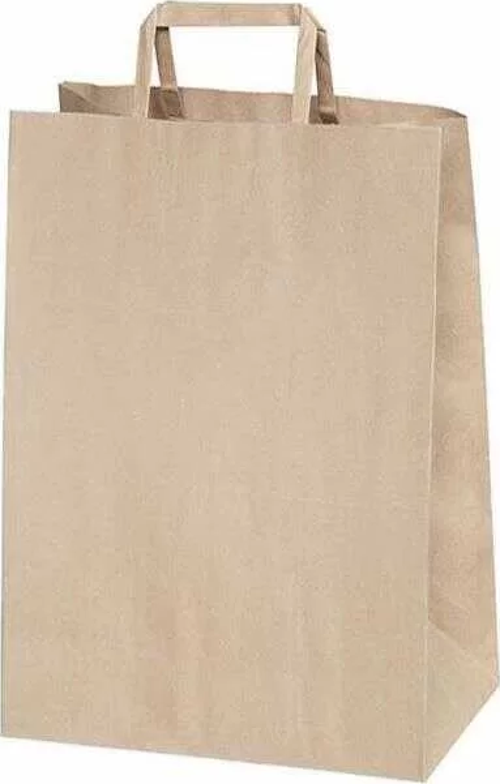 Flat Saplı Kraft Kağıt Çanta 32x21x26 - 25 Adet