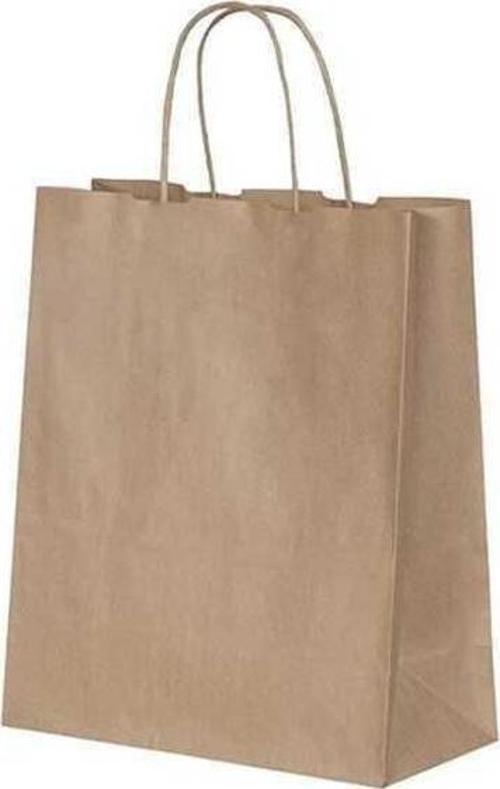 Burgu Saplı Kraft Kağıt Çanta 26x14x29 cm - 25 Adet