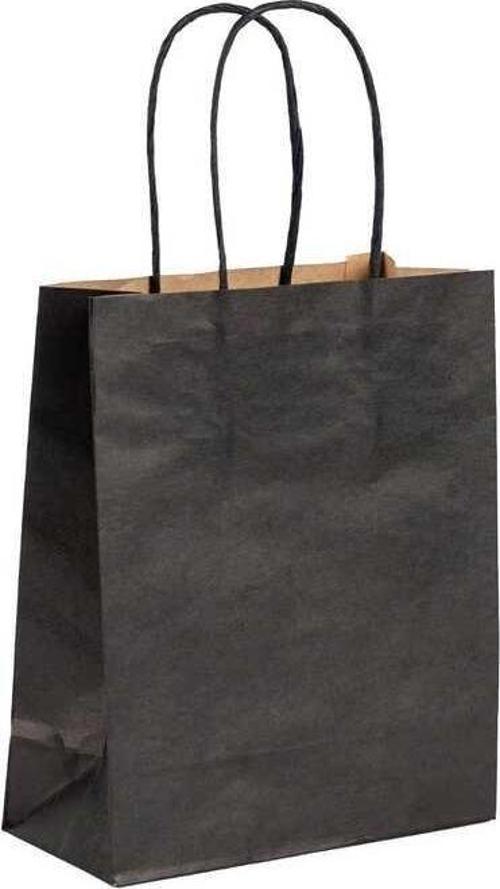 Burgu Saplı Siyah Kağıt Çanta 18x9x25 cm 25 Adet