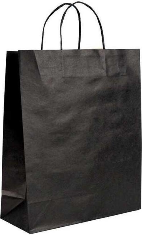 Burgu Saplı Siyah Kağıt Çanta 26x14x29 cm - 25 Adet
