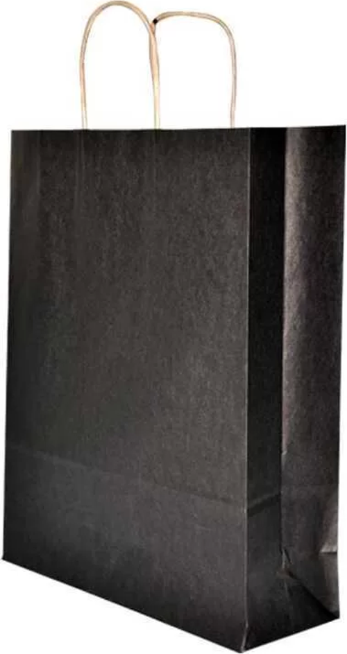 Burgu Saplı Siyah Kağıt Çanta 32x12x41 cm - 25 Adet