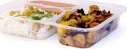 Üç Bölmeli Plastik Servis Yemek Kabı 50 Adet.