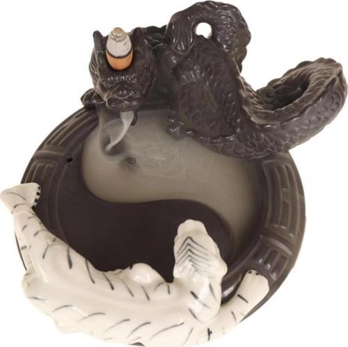 Feng Shui  Ejderha Yin Yang Beyaz Kaplan Geri Akış Tütsülük